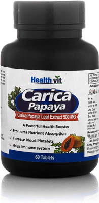 

HealthVit Carica Papaya Leaf Extract 500mg 60 Tablets(60 No)