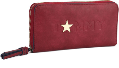 

Tommy Hilfiger Women Casual Red Genuine Leather Wallet(8 Card Slots), Wine