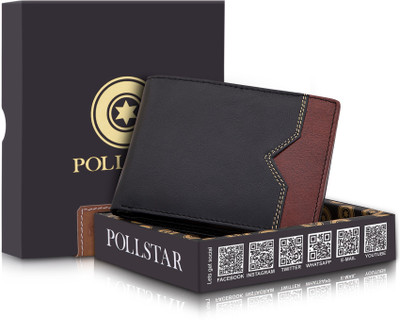 

POLLSTAR Men Black Genuine Leather Wallet(3 Card Slots)
