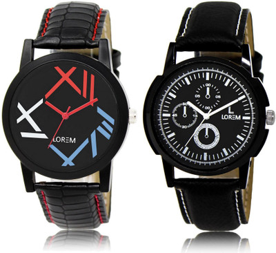 

LOREM LR12-13 Stylish Multicolor Round Boy's Leather Watch - For Men
