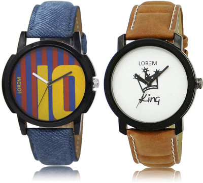 

LOREM LR10-18 Stylish Multicolor Round Boy's Leather Watch - For Men