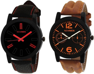 

Newman AJ Stylish Simple Black & Black & Brown Dial Analog Watch - Men's & Boys Watch - For Men