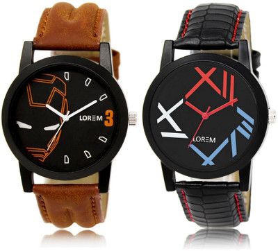 

LOREM LR4-12 Stylish Multicolor Round Boy's Leather Watch - For Men