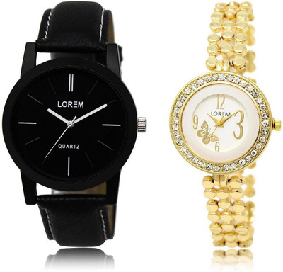 

LOREM LR5-203 Stylish Multicolor Round Boy's & Girl's Metal Bracelet & Leather Watch - For Men & Women