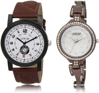

LOREM LR11-236 Stylish Multicolor Round Boy's & Girl's Metal Bracelet & Leather Watch - For Men & Women