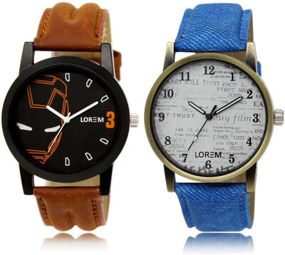 

LOREM LR4-28 Stylish White & Black Round Boy's Leather Watch - For Men