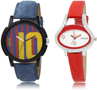 

LOREM LR10-206 Stylish Multicolor Oval & Round Boy's & Girl's Leather Watch - For Men & Women