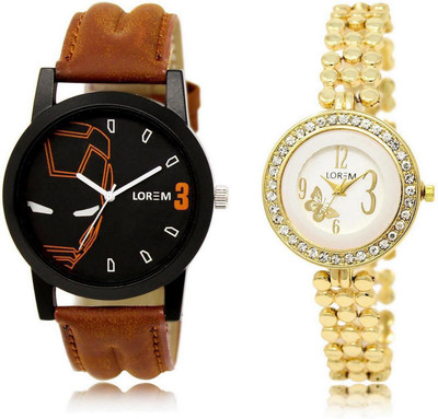 

LOREM LR4-203 Stylish Multicolor Round Boy's & Girl's Metal Bracelet & Leather Watch - For Men & Women