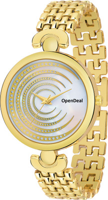 

OpenDeal New Stylish Designer Rainbow Color Marbel Dial Gold Strap Watch For Girls & Women Watch - For Girls