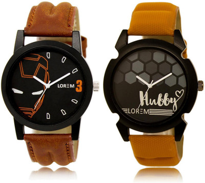 

LOREM LR4-32 Stylish Black Round Boy's Leather Watch - For Men