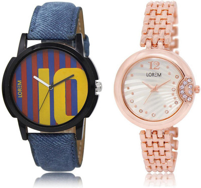

LOREM LR10-228 Stylish Multicolor Round Boy's & Girl's Metal Bracelet & Leather Watch - For Men & Women