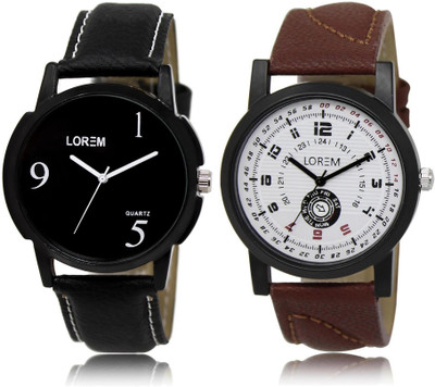 

LOREM LR6-11 Stylish Multicolor Round Boy's Leather Watch - For Men