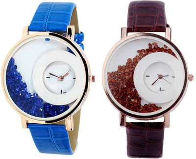 

DURVA RETAIL Stylish Moving Blue And Brown Watch Watch - For Girls