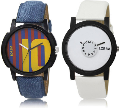 LOREM Multicolor Round Boy's Leather Analog Watch  - For Men & Women