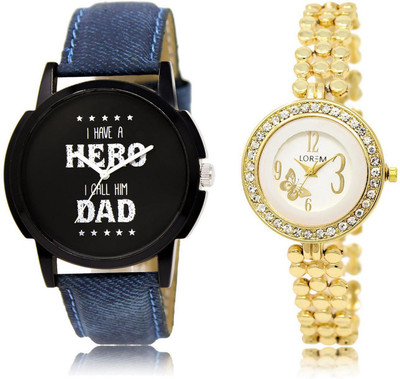

LOREM LR7-203 Stylish Multicolor Round Boy's & Girl's Metal Bracelet & Leather Watch - For Men & Women