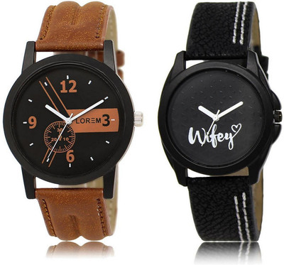 

LOREM LR1-234 Stylish Black Round Boy's & Girl's Leather Watch - For Men & Women