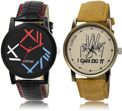 

LOREM LR12-30 Stylish Multicolor Round Boy's Leather Watch - For Men
