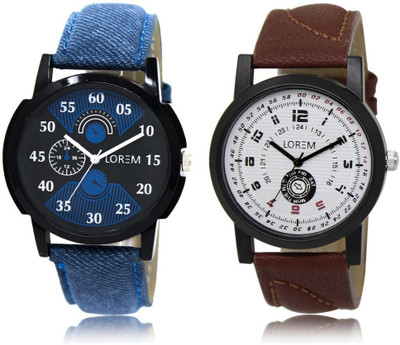 

LOREM LR2-11 Stylish Multicolor Round Boy's Leather Watch - For Men