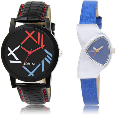 

LOREM LR12-208 Stylish Multicolor Triangle & Round Boy's & Girl's Leather Watch - For Men & Women