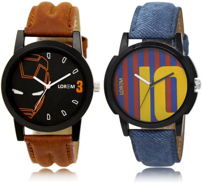

LOREM LR4-10 Stylish Multicolor Round Boy's Leather Watch - For Men