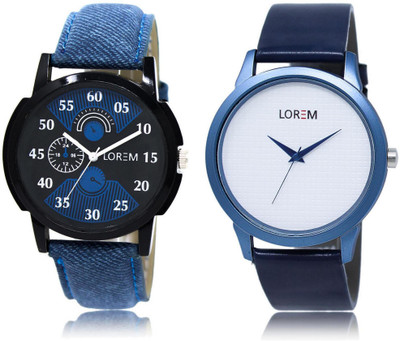 

LOREM LR2-33 Stylish White & Black Round Boy's Leather Watch - For Men