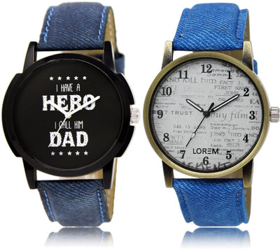 

LOREM LR7-28 Stylish White & Black Round Boy's Leather Watch - For Men