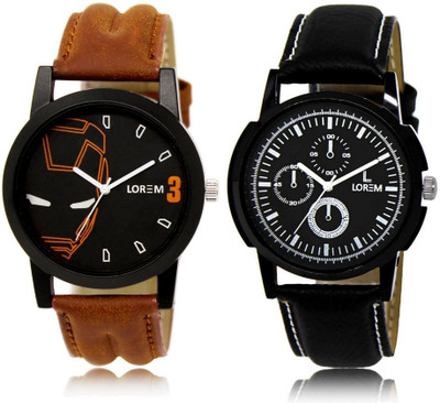 

LOREM LR4-13 Stylish Multicolor Round Boy's Leather Watch - For Men