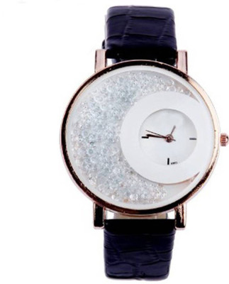 

DURVA RETAIL Half Moon Black Diamond Stylish Dial Watch Watch - For Girls