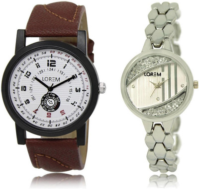 

LOREM LR11-223 Stylish Multicolor Round Boy's & Girl's Metal Bracelet & Leather Watch - For Men & Women