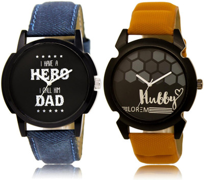 

LOREM LR7-32 Stylish Black Round Boy's Leather Watch - For Men