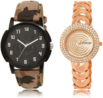 

LOREM LR3-202 Stylish Multicolor Round Boy's & Girl's Metal Bracelet & Leather Watch - For Men & Women