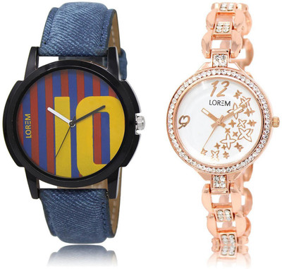 

LOREM LR10-210 Stylish Multicolor Round Boy's & Girl's Metal Bracelet & Leather Watch - For Men & Women