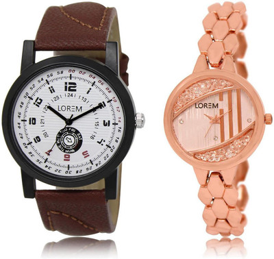 

LOREM LR11-222 Stylish Multicolor Round Boy's & Girl's Metal Bracelet & Leather Watch - For Men & Women