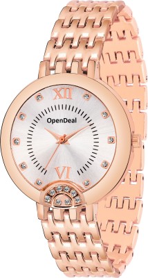 

OpenDeal Stylish Italy Design Diamond Stunned Silver Dial RoseGold Strap Watch For Girls & Women Watch - For Girls