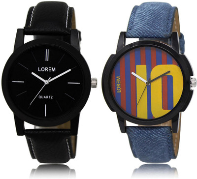 

LOREM LR5-10 Stylish Multicolor Round Boy's Leather Watch - For Men