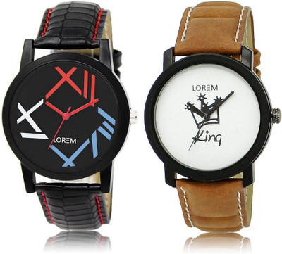 

LOREM LR12-18 Stylish Multicolor Round Boy's Leather Watch - For Men