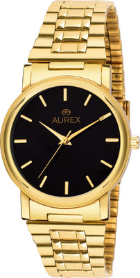 

AUREX AX-GR1013-BKG Black Dial Gold Pleating IGP Watch - For Men