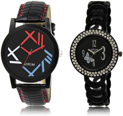 

LOREM LR12-201 Stylish Multicolor Round Boy's & Girl's Metal Bracelet & Leather Watch - For Men & Women