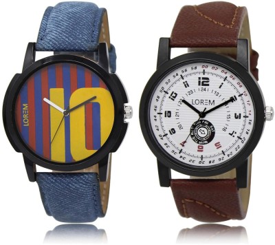 LOREM Multicolor Round Boy's Leather Analog Watch  - For Men