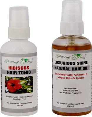 

Glowing Buzz Combo of hibiscus hair tonic for dandruff control and luxurious hair oil(Set of 2)