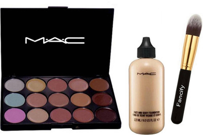 

Fancify Cosmetic Brush&Mac 15 Shade Professional Concealer palette&Mac Face&Body Foundation(Set of 3)