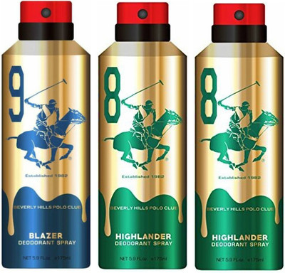 

Beverly Hills Polo Club One Blazer & Two Highlander Deo Deodorant Spray - For Men(525 ml, Pack of 3)