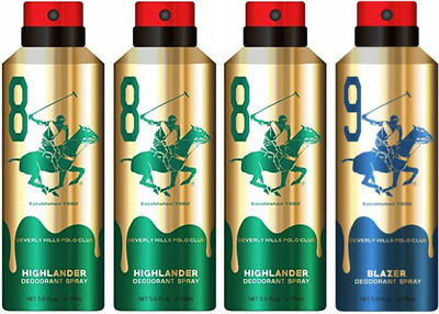 

Beverly Hills Polo Club Three Highlander & One Blazer Deo Deodorant Spray - For Men(700 ml, Pack of 4)
