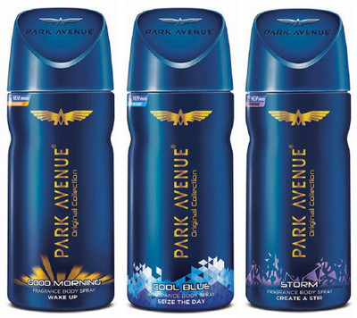 

Park Avenue cool blue ,storm & good morning Deodorant Spray - For Men(450 ml, Pack of 3)