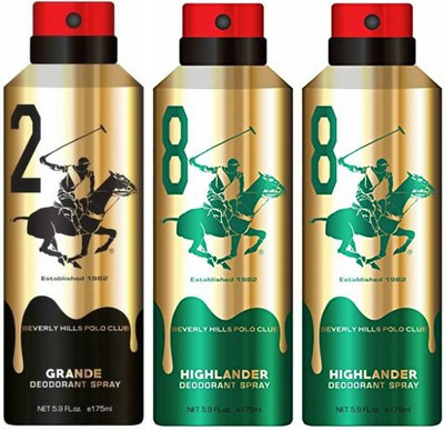 

Beverly Hills Polo Club One Grande & Two Highlander Deo Deodorant Spray - For Men(525 ml, Pack of 3)