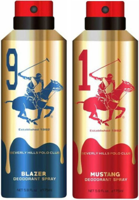 

Beverly Hills Polo Club One Blazer & One Mustang Deo Deodorant Spray - For Men(350 ml, Pack of 2)