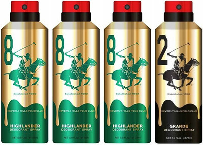 

Beverly Hills Polo Club Three Highlander & One Grande Deo Deodorant Spray - For Men(700 ml, Pack of 4)