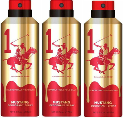 

Beverly Hills Polo Club Three Mustang Deo Deodorant Spray - For Men(525 ml, Pack of 3)
