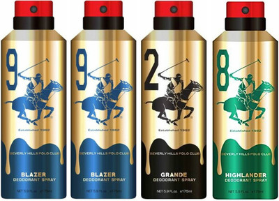 

Beverly Hills Polo Club Two Blazer & One Grande & One Highlander Deo Deodorant Spray - For Men(700 ml, Pack of 4)