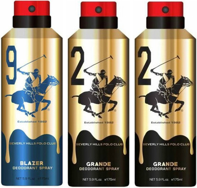 

Beverly Hills Polo Club One Blazer & Two Grande Deo Deodorant Spray - For Men(525 ml, Pack of 3)